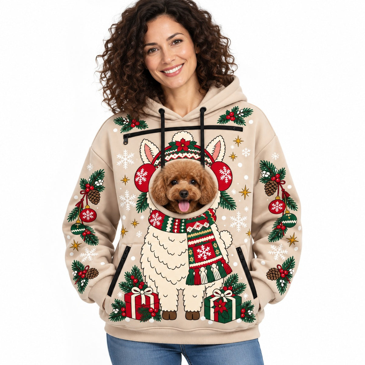 Christmas Hoodie With a Peek-Out Hole for Your Pet