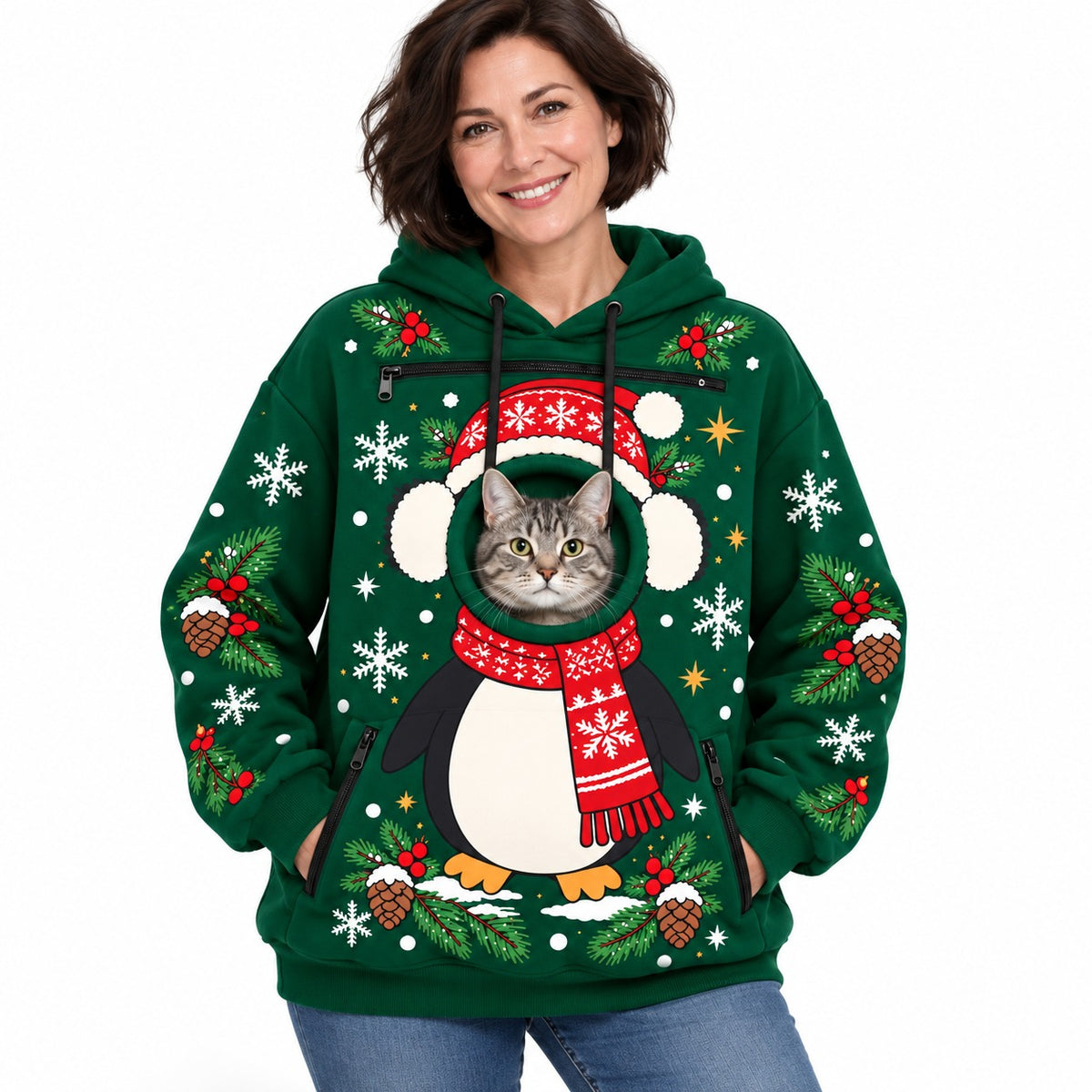 Christmas Hoodie With a Peek-Out Hole for Your Pet
