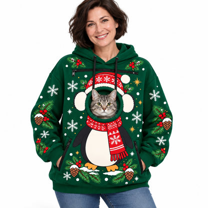 Christmas Hoodie With a Peek-Out Hole for Your Pet