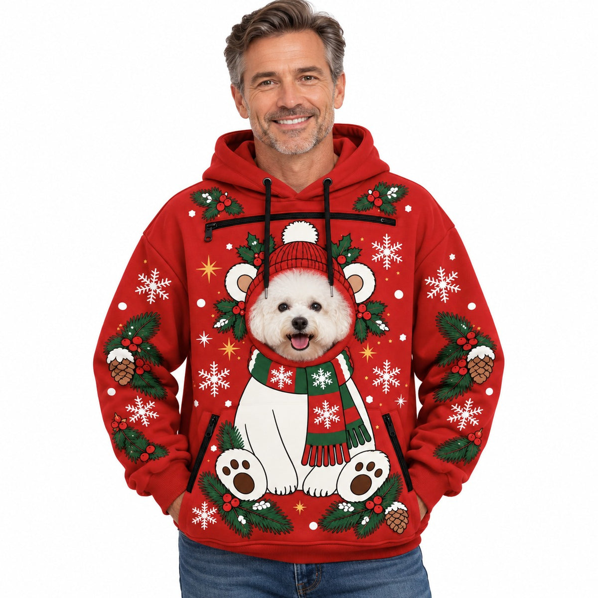 Christmas Hoodie With a Peek-Out Hole for Your Pet