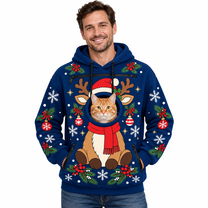 Christmas Hoodie With a Peek-Out Hole for Your Pet