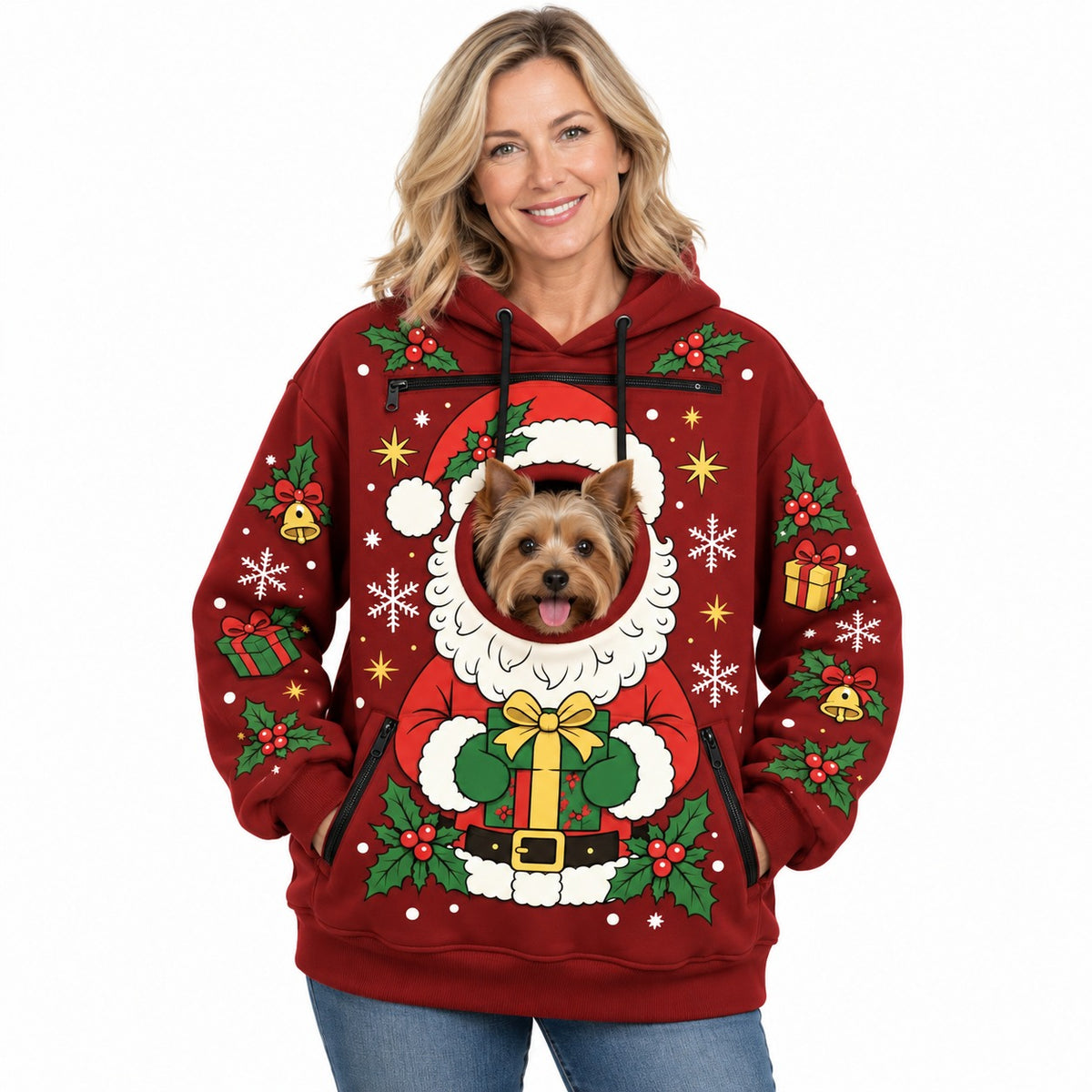 Christmas Hoodie With a Peek-Out Hole for Your Pet