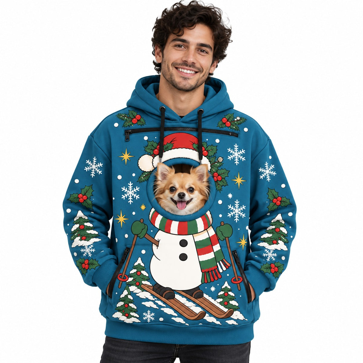 Christmas Hoodie With a Peek-Out Hole for Your Pet