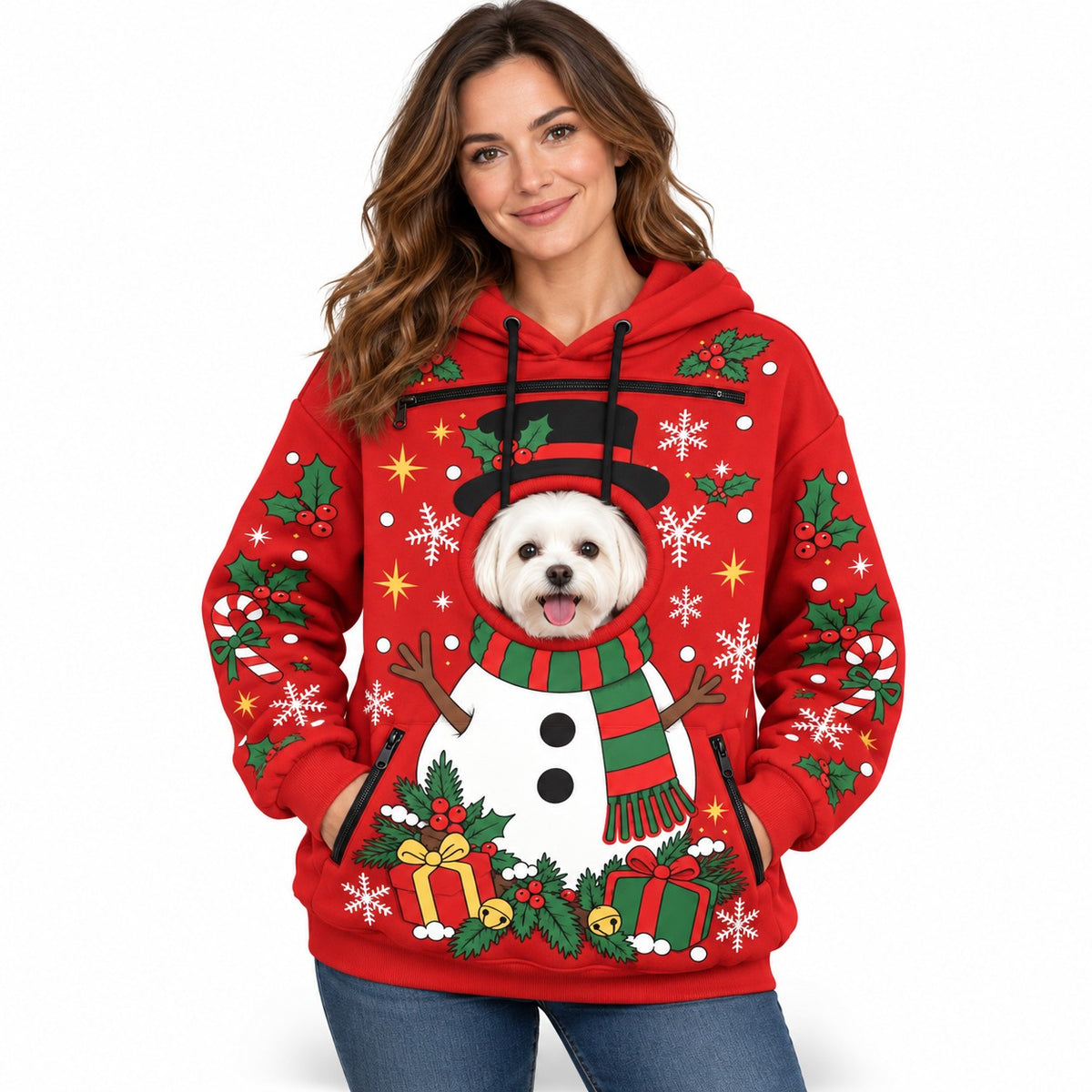 Christmas Hoodie With a Peek-Out Hole for Your Pet